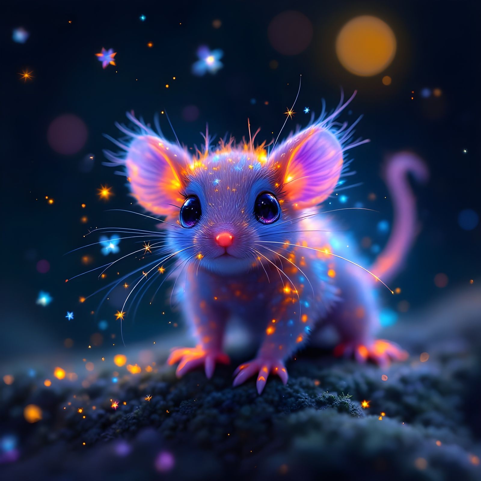 Whimsical Mouse in Iridescent Colors