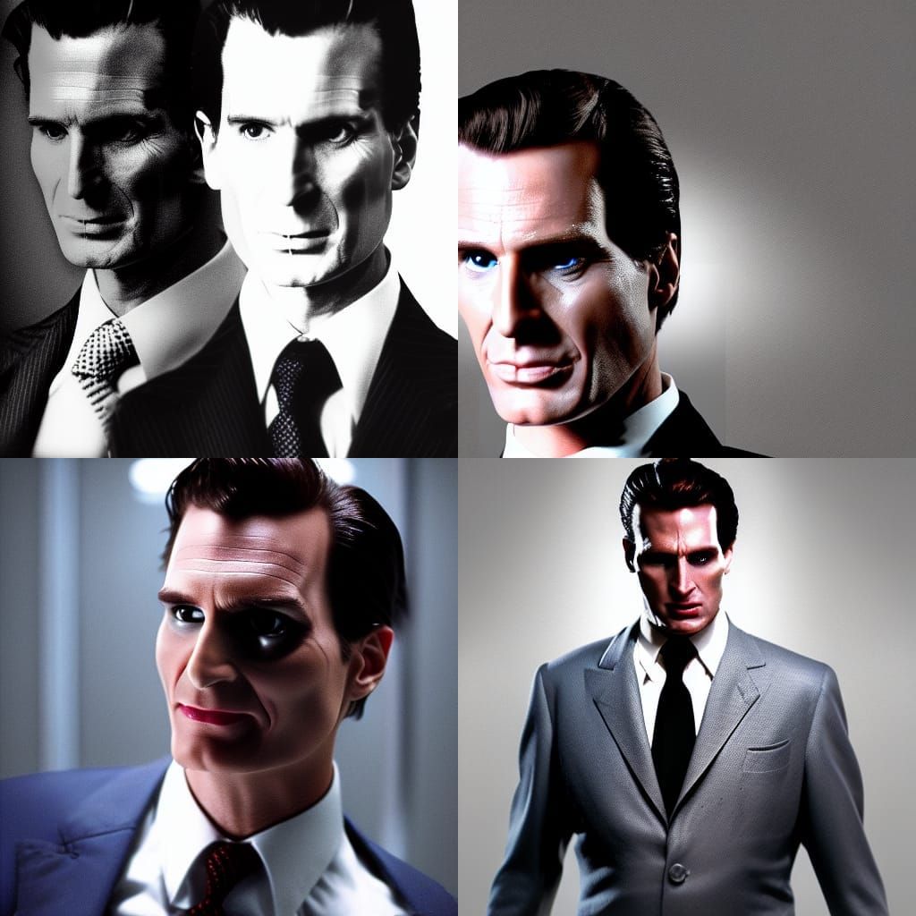 Hyperrealistic Superhero Portrait in American Psycho Style
