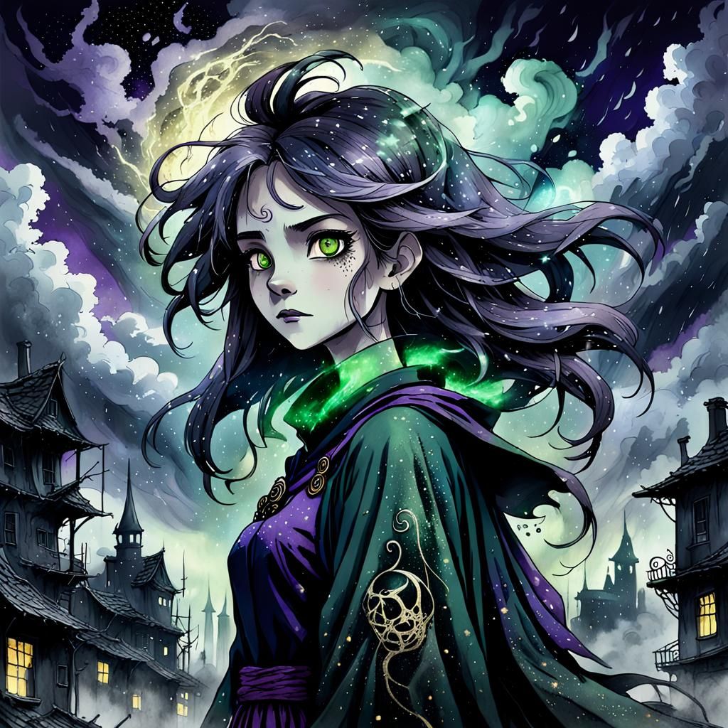 Anime Witch in Ruined City, Studio Ghibli Style