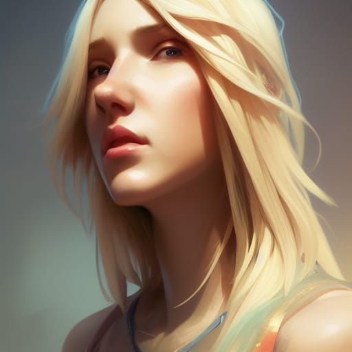 Detailed Portrait of Blonde Woman, Dynamic Lighting