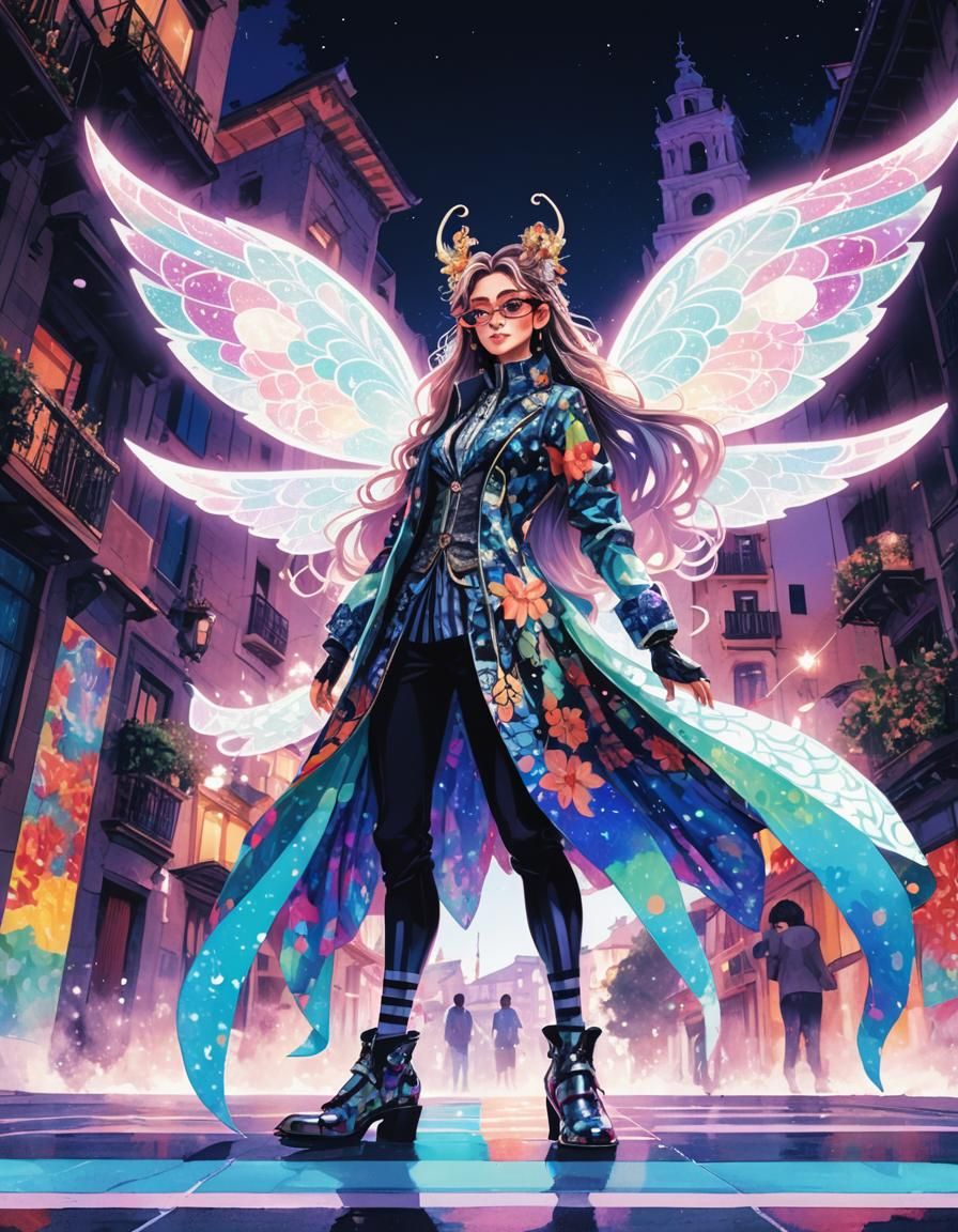 Spanish Manga Fairy Model in Art Nouveau Style