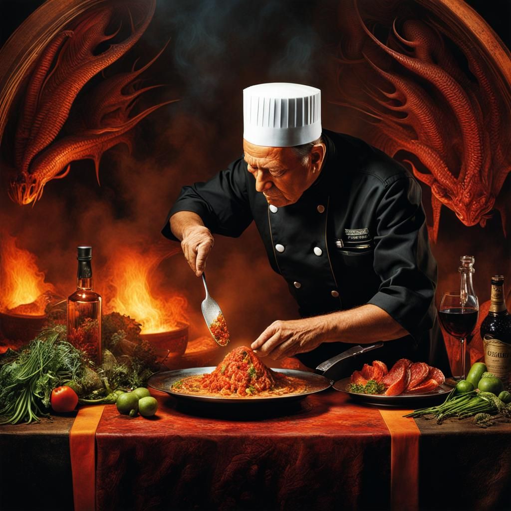 Dynamic Chef Cooking: Alcohol Ink Art Style