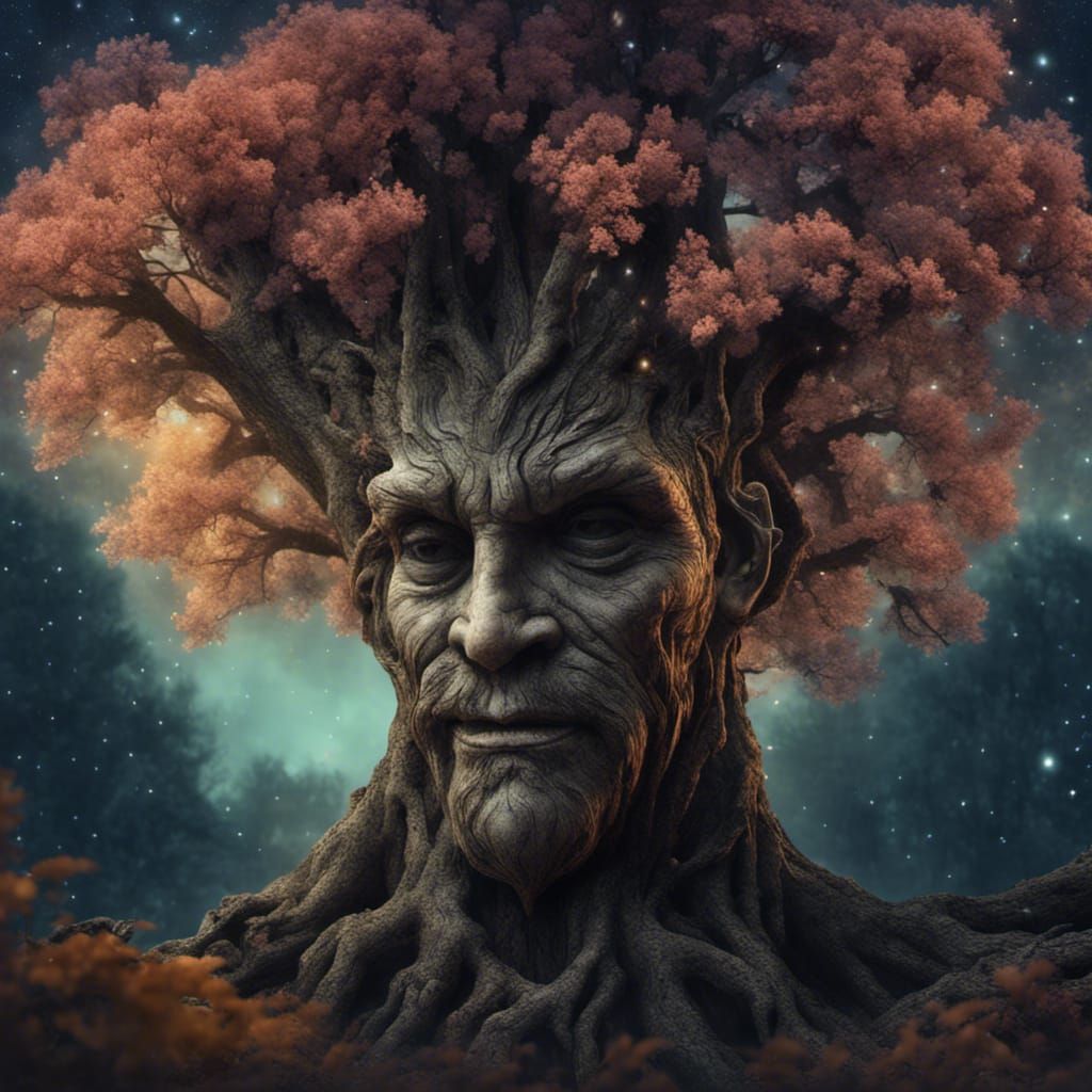 Tree of Knowledge: Astral Cosmic Illustration