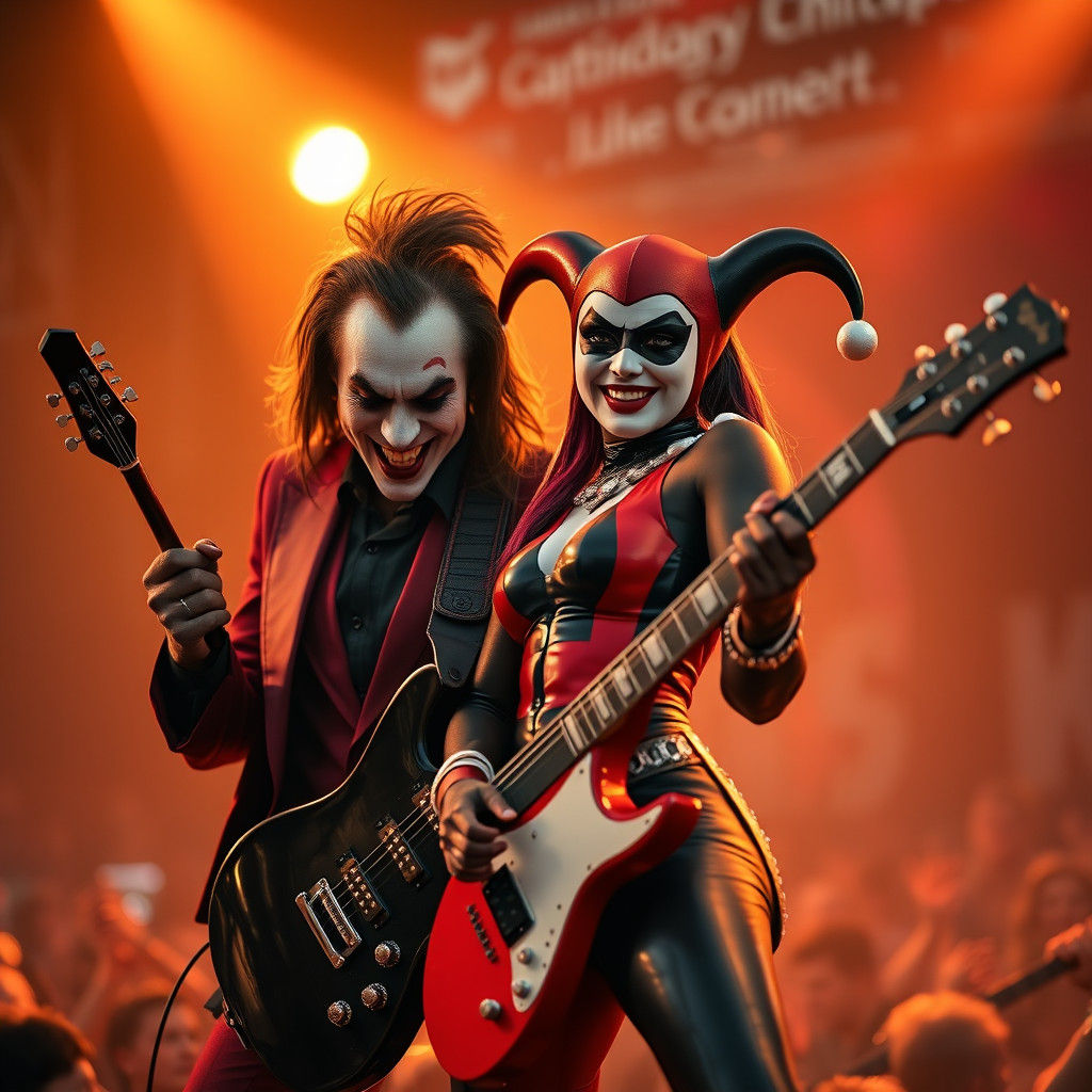 Joker and Harley Quinn Rock Concert Portrait