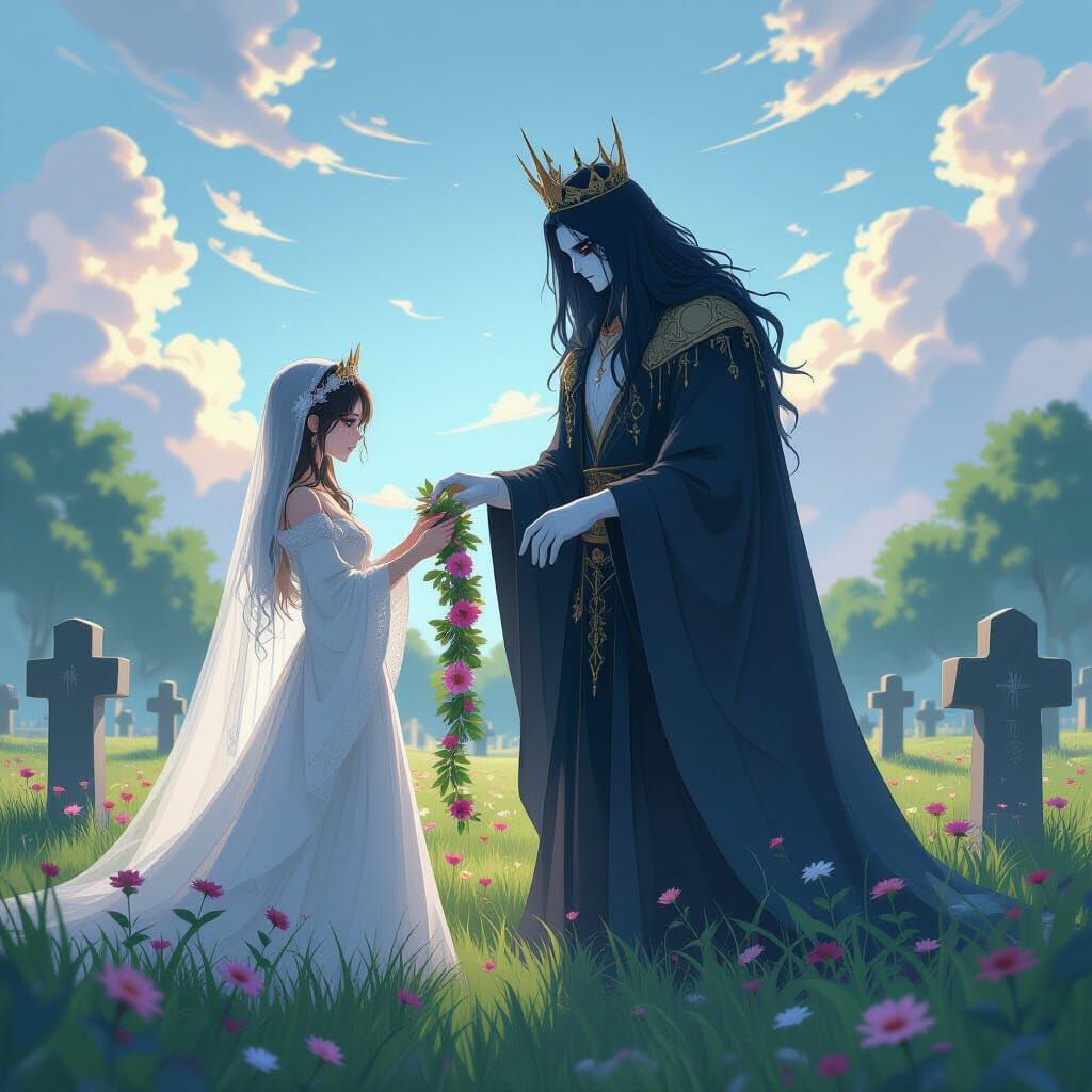 Underworld King and Maiden Weaving Garlands