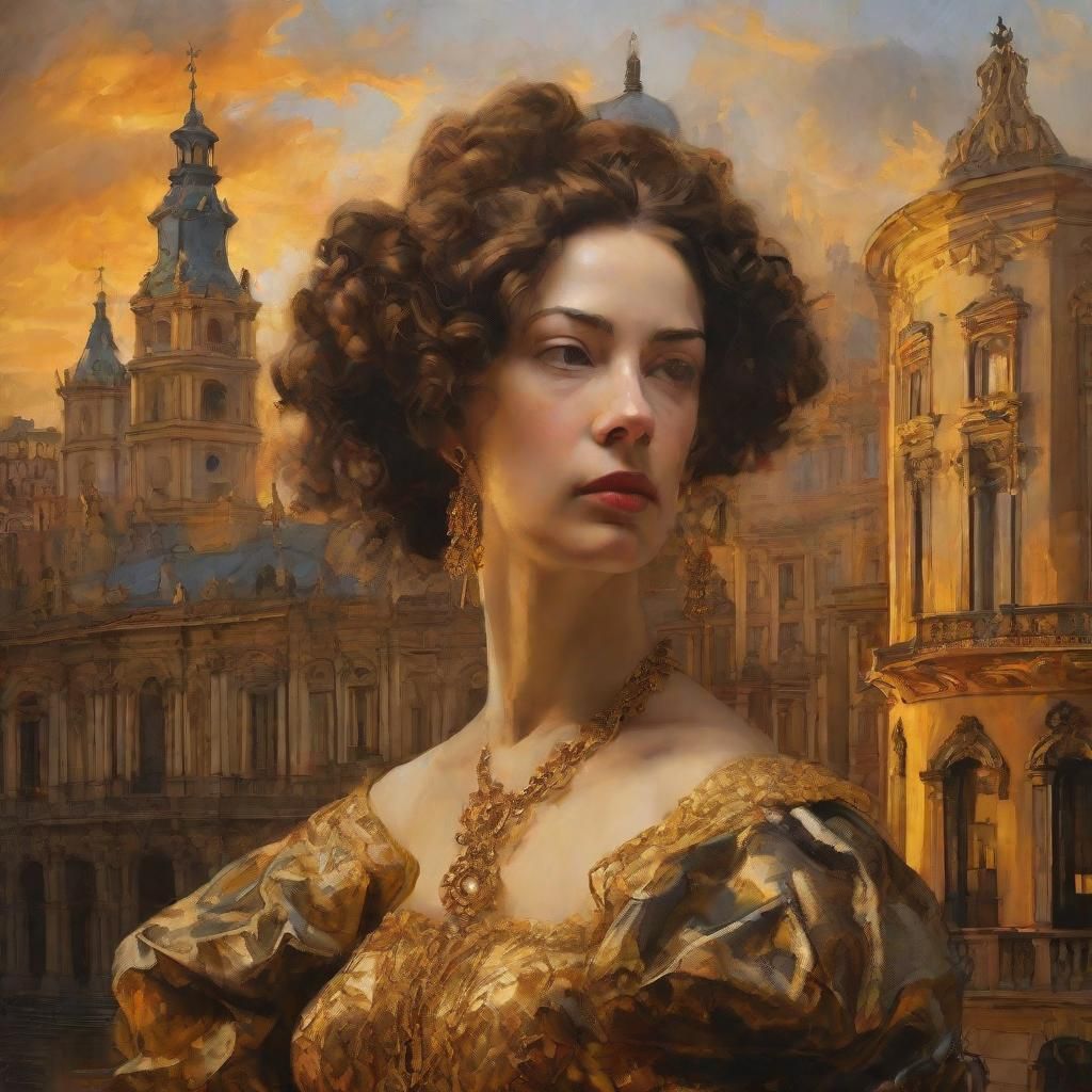 Velazquez-Inspired Cityscape Portrait in Baroque Style