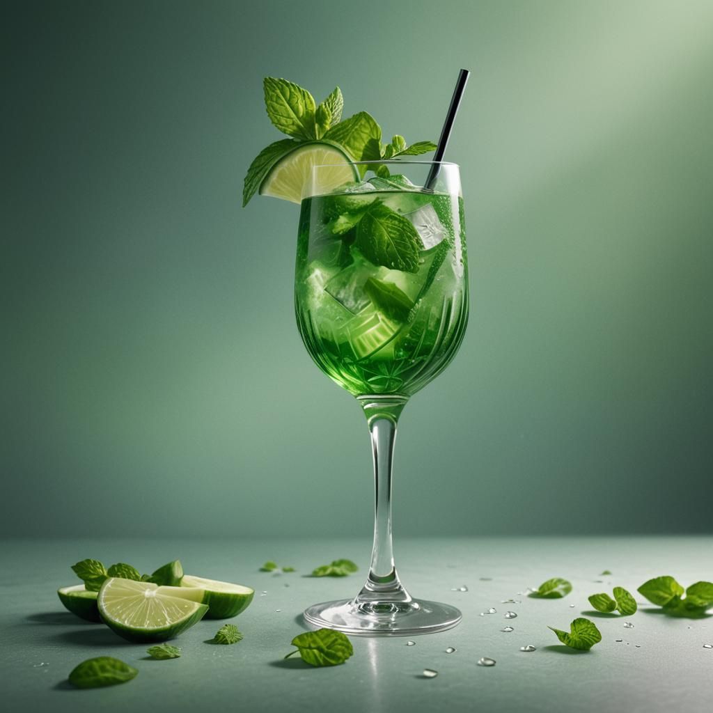Vibrant Green Cocktail: Fantasy Concept Art