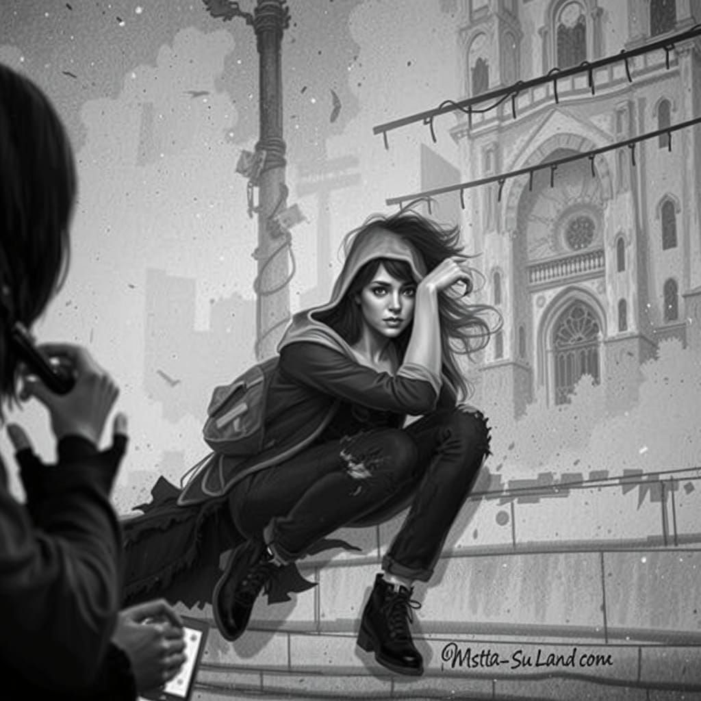 Dystopian Woman in Goya-Inspired Romanticism