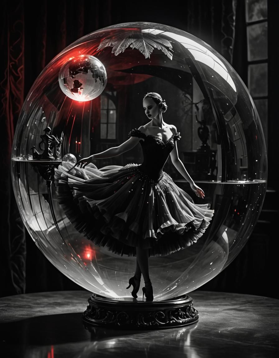 Gothic Ballerina in Crystal Globe: Film Noir