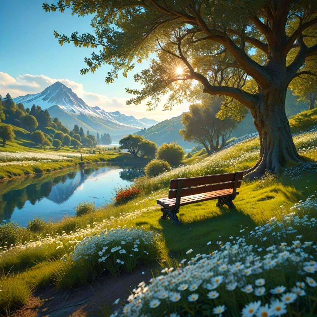 Vibrant Orchard and Serene Lake Landscape in Impressive 8K R...