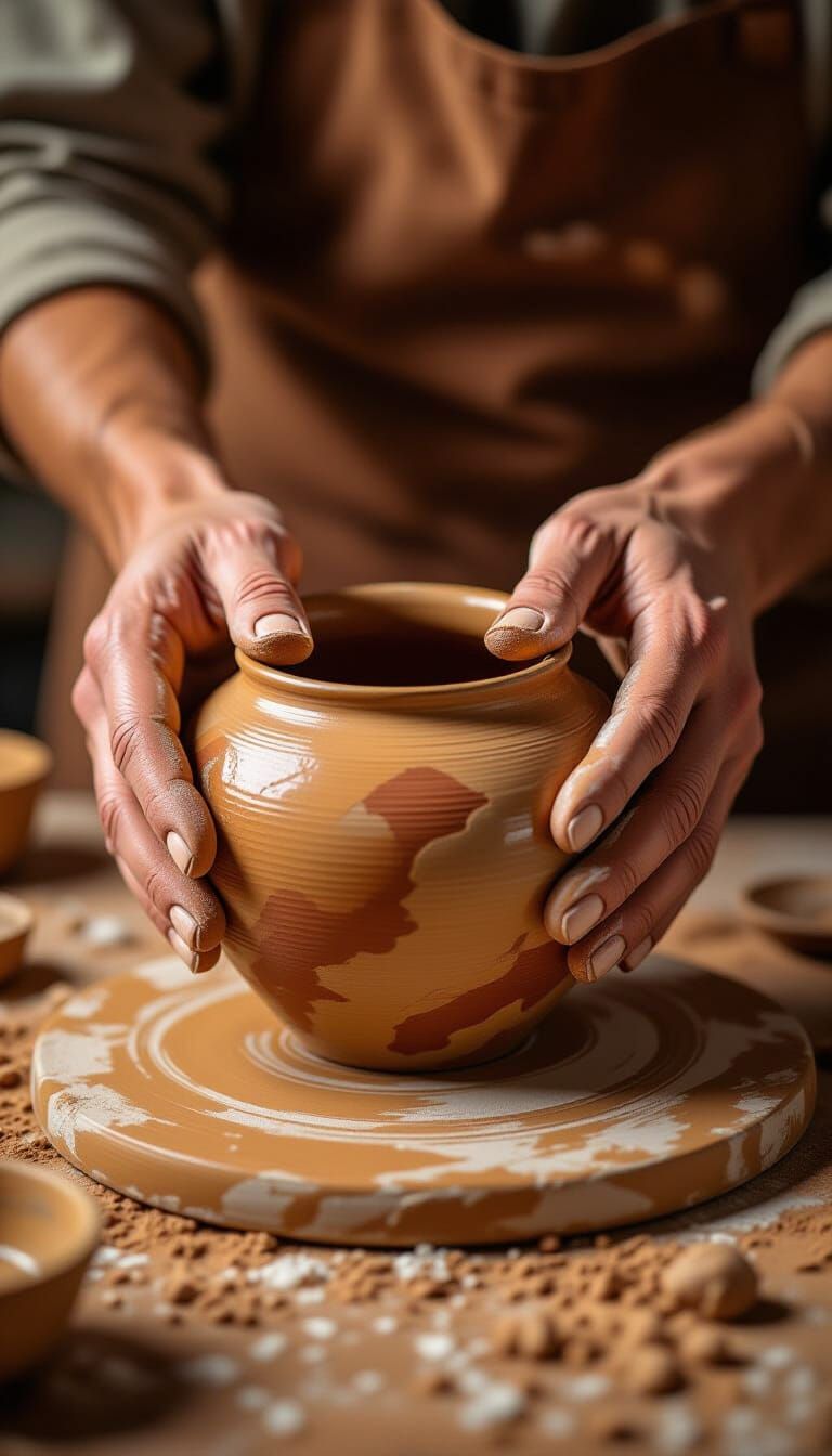 Macro Photograph of Hands Shaping Vibrant Ceramic Art