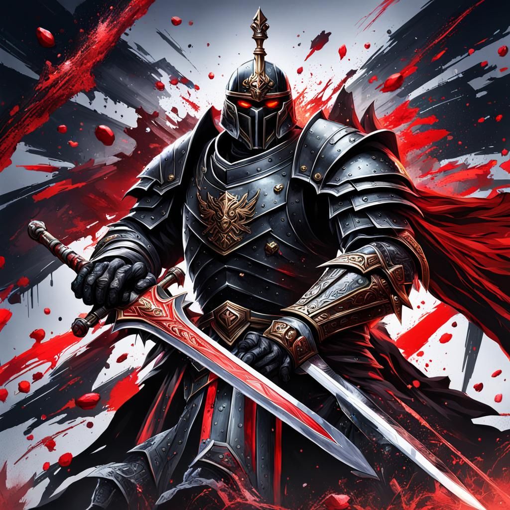 Hyperrealistic Imperial Knight with Red Sword