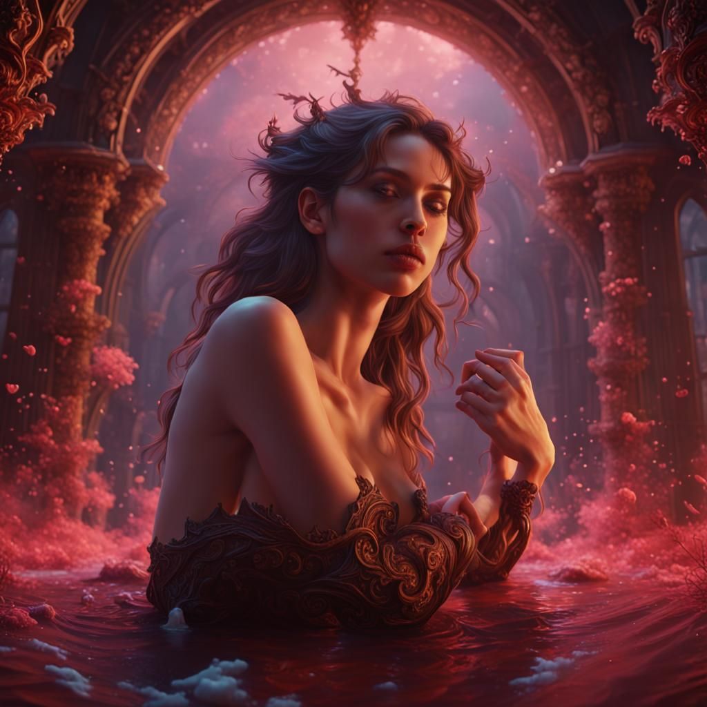 Detailed Matte Painting of a Girl Making Love