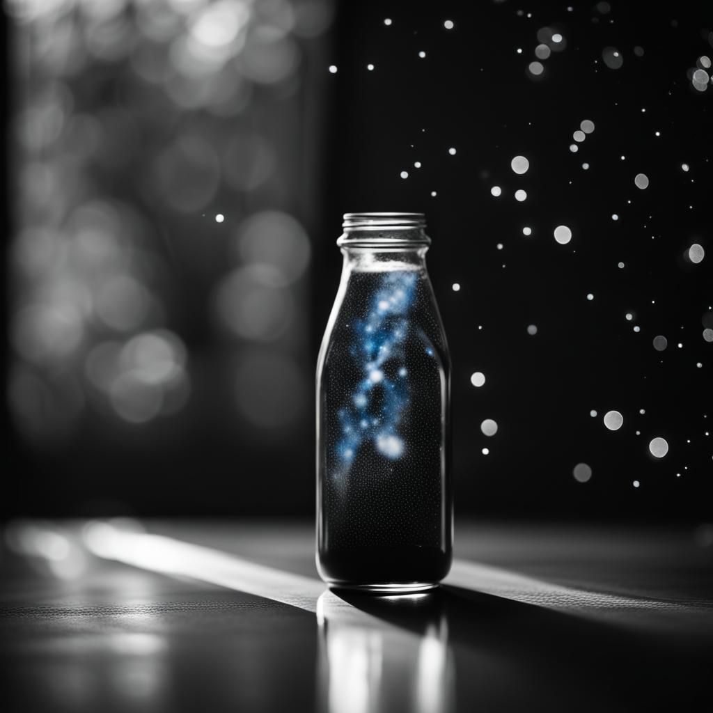 milky way, in a milk bottle
