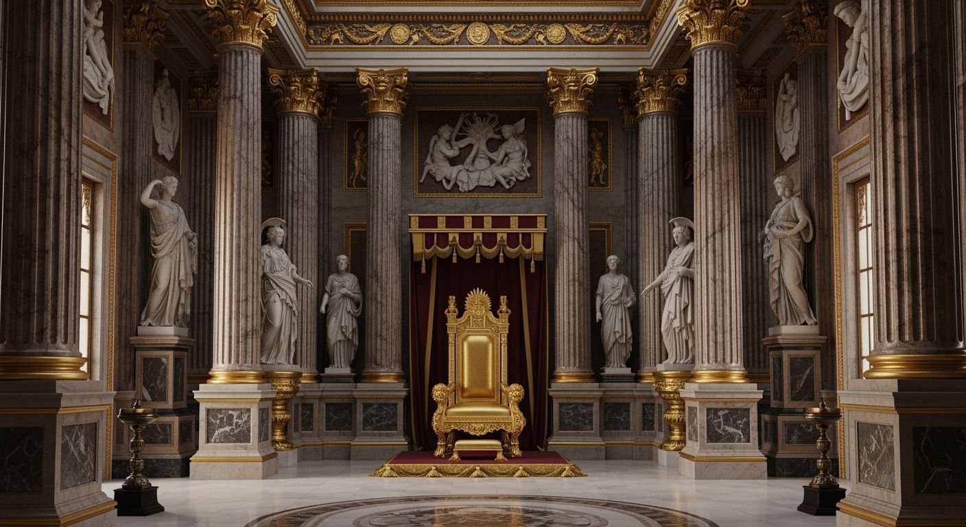 Majestic Throne Room in Ancient Rome, Professional Photograp...