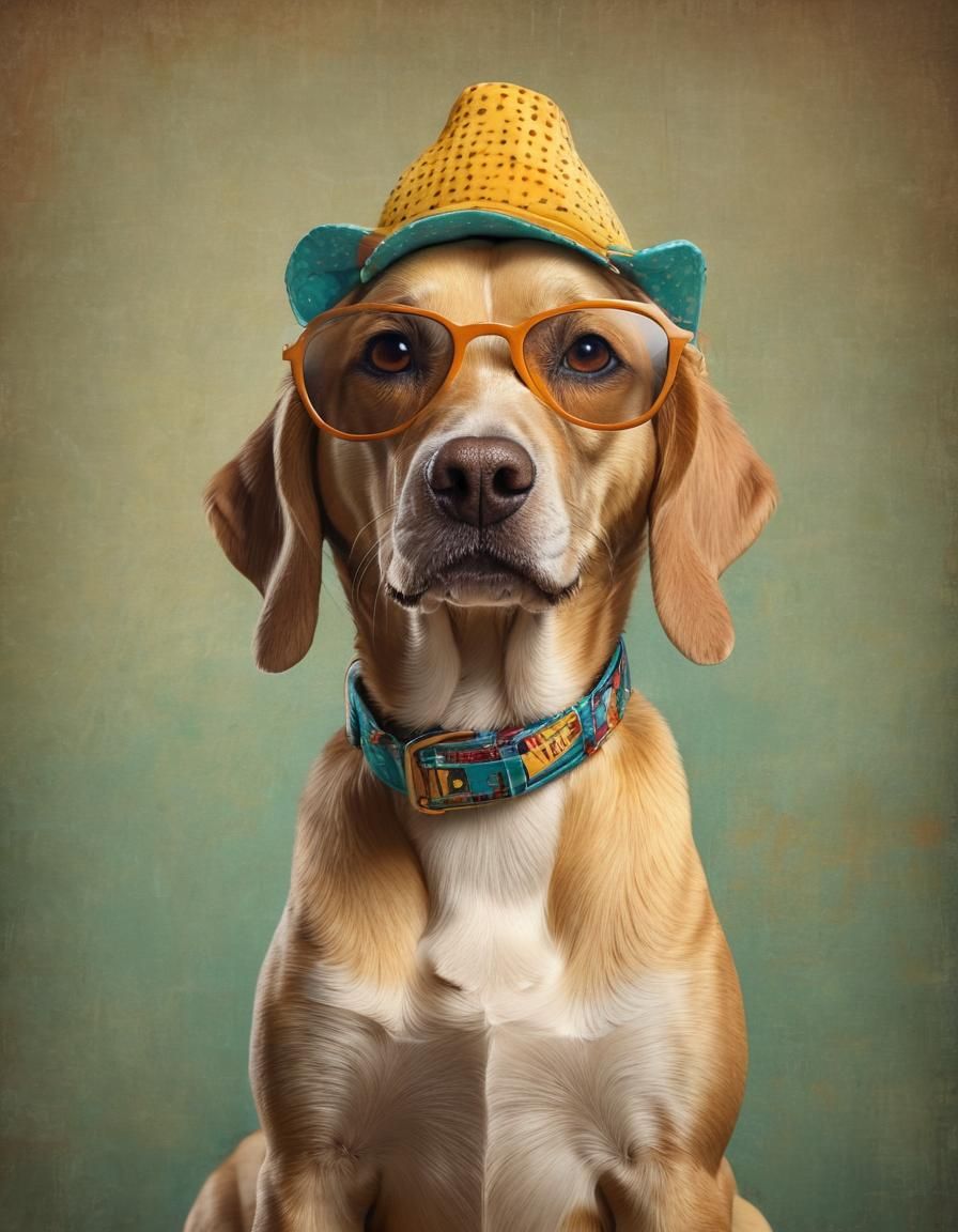 Dog in Sunglasses: Retro Pop Art Portrait