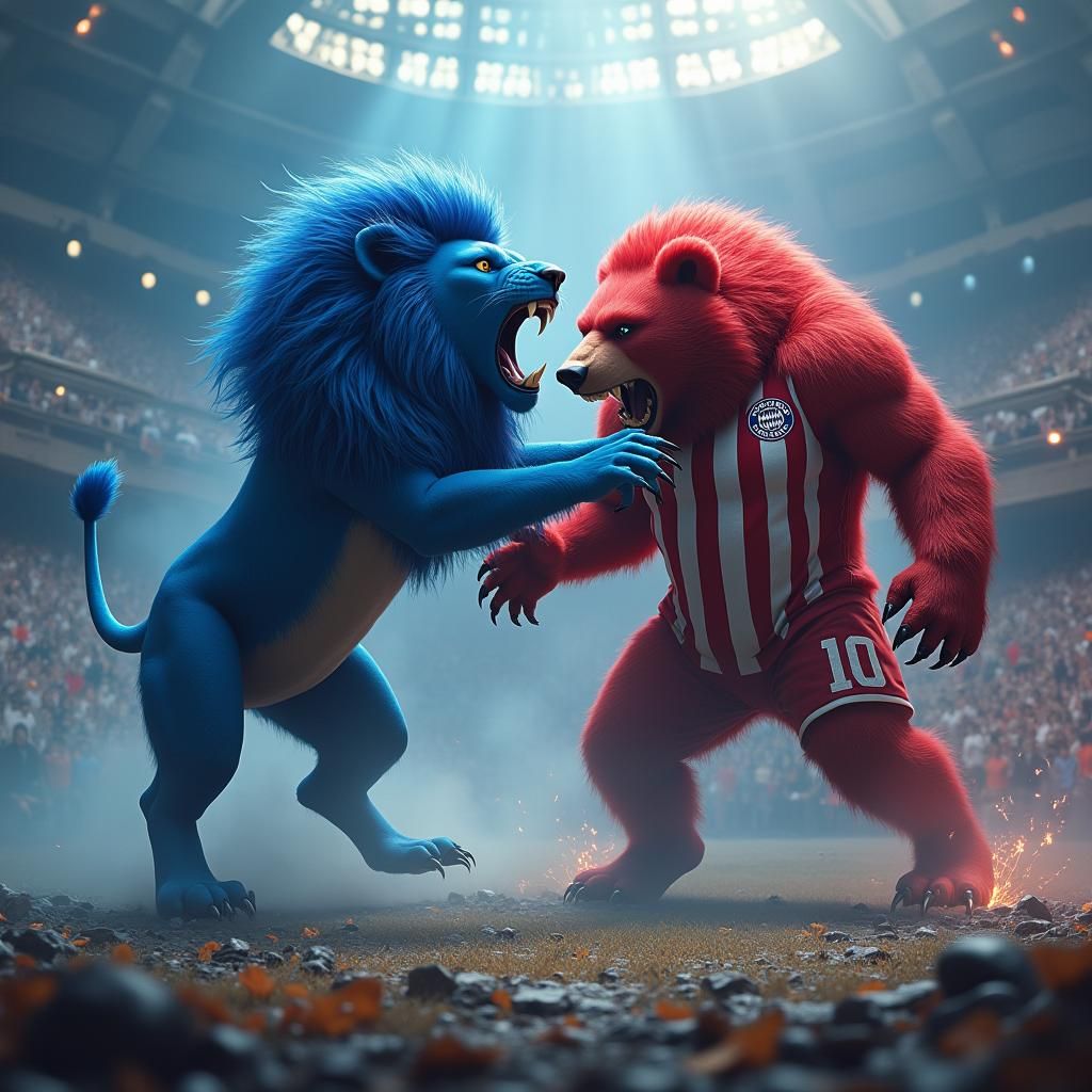 Blue Lion vs Red Bear: Epic Fantasy Battle