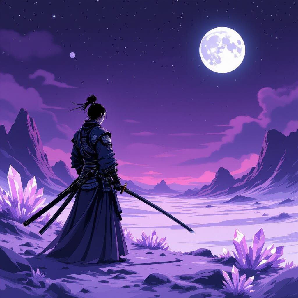 Samurai on Alien World with Pencil Katana