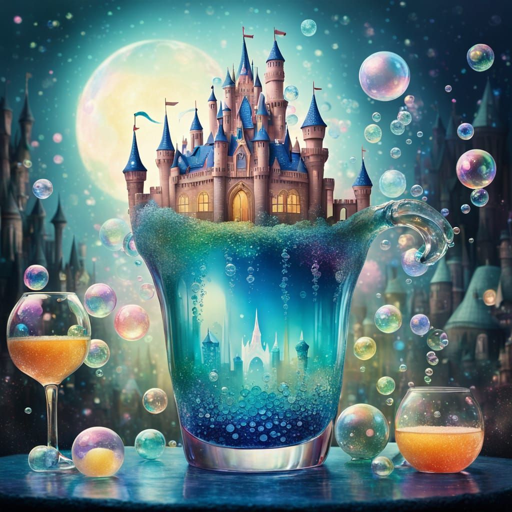 Iridescent Bubbles Form Fairy Tale Castle: Dadaism