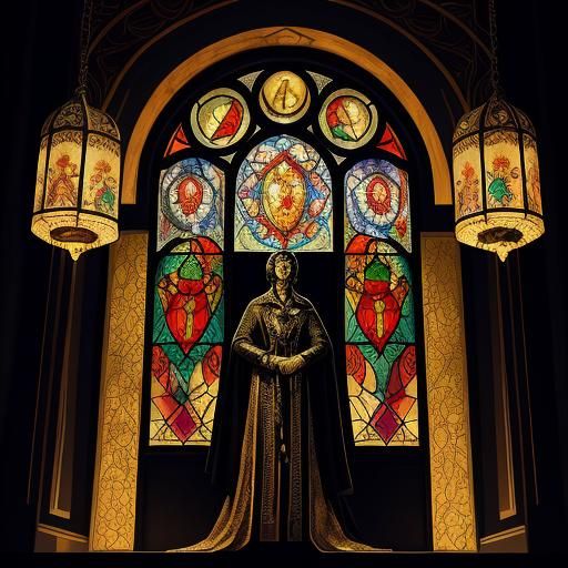 Vampire Lantern in Surrealist Art Deco Style