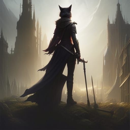 Cat-Eared Woman in Dark Fantasy Comic Art