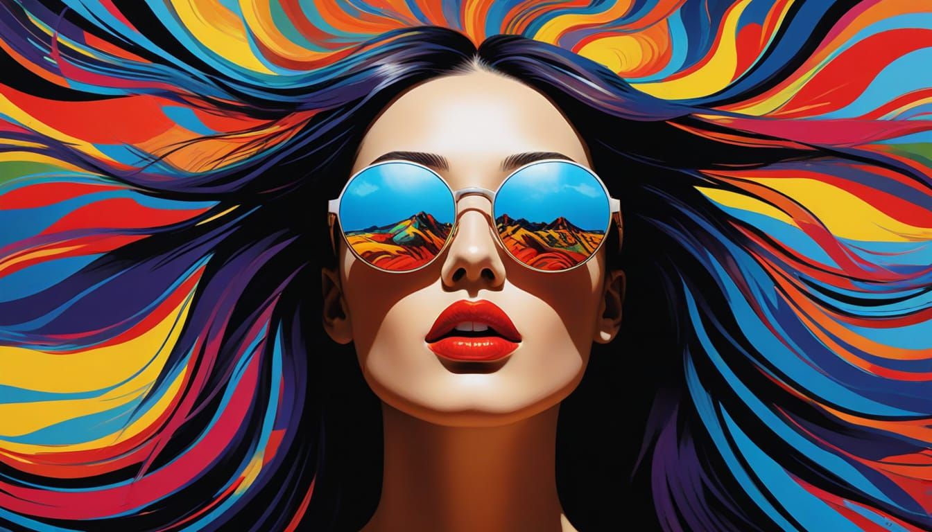 Surreal Woman in Vibrant, Swirling Colors