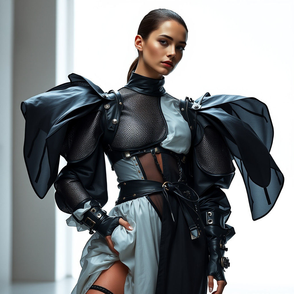 Futuristic Fashion: Model in Avant-Garde Ensemble