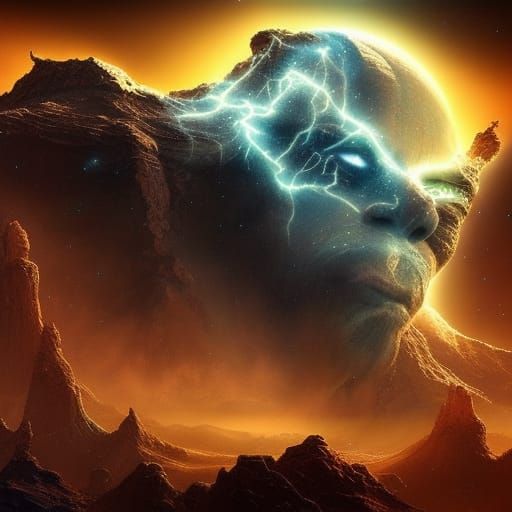 Epic Cosmic Colossus in Digital Matte Painting