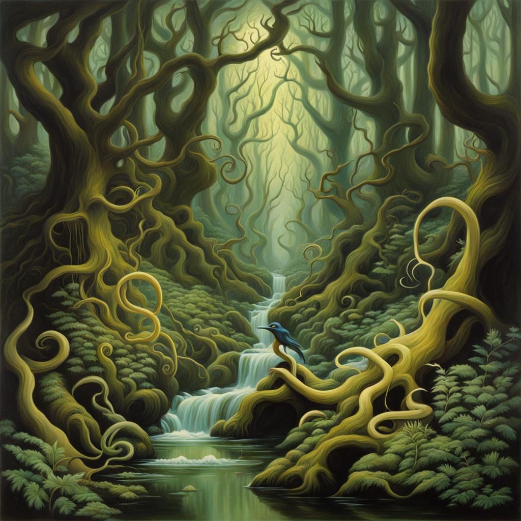 Eldritch Forest in Gouache Style
