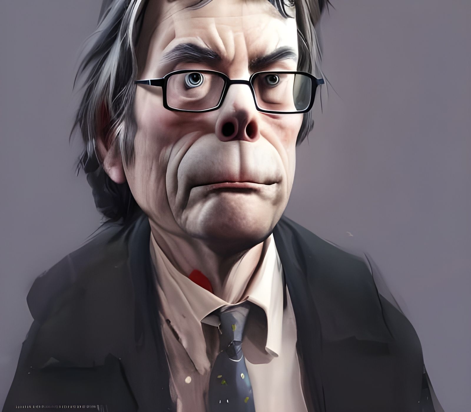 Humorous Portrait of Stephen King in Cartoon Style