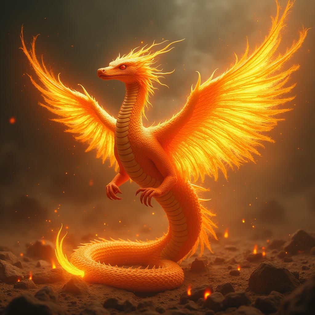 King Cobra Phoenix Hybrid in Digital Art Style