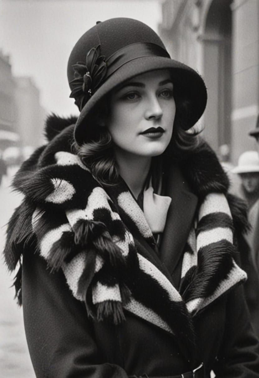 1920s Woman in Cloche Hat and Sable Stole