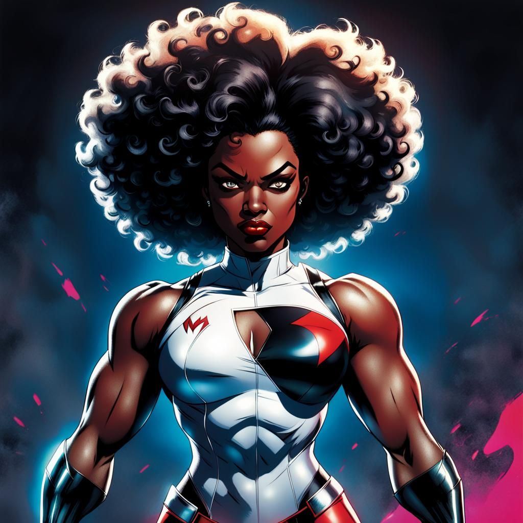 Dynamic Comic Book Portrait of a Powerful Black Woman