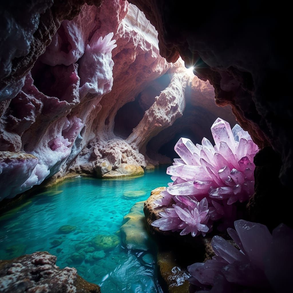 Crystalline Cave Grotto with Amethyst and Quartz