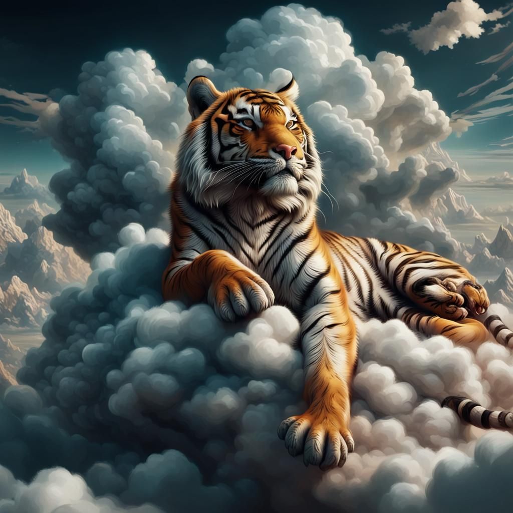 Sleeping Tiger on a Cloud: Digital Matte Painting