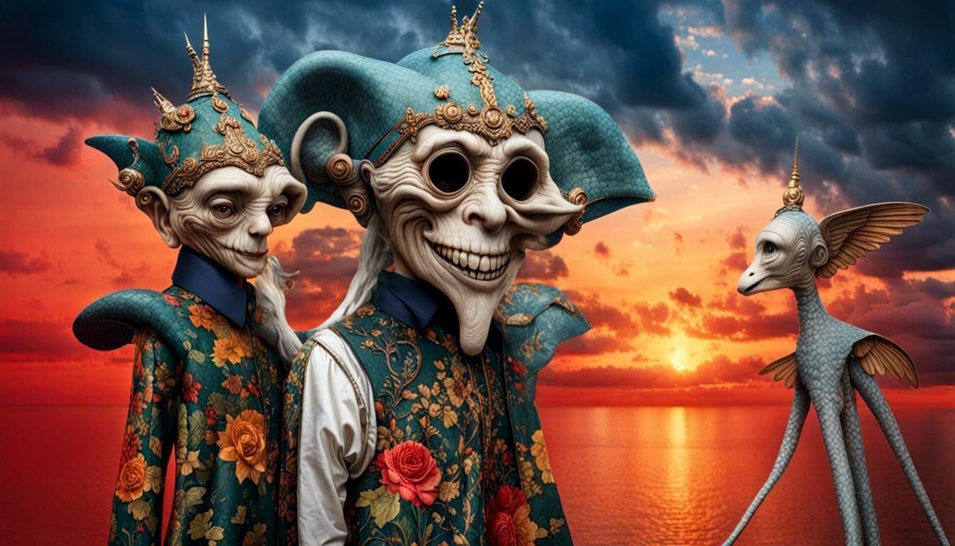 Exotic Alien Celebration in Surreal Restaurant Photography