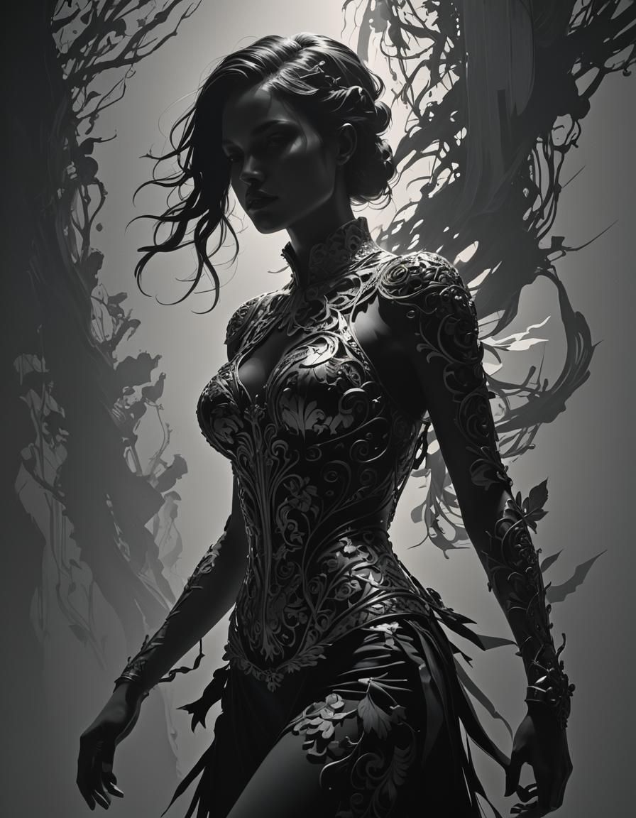 Monochromatic Silhouette Painting with Dynamic Lighting