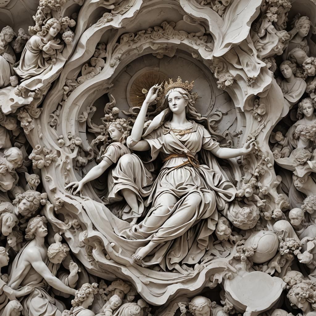 Serene Woman in Rococo Setting with Ethereal Lighting