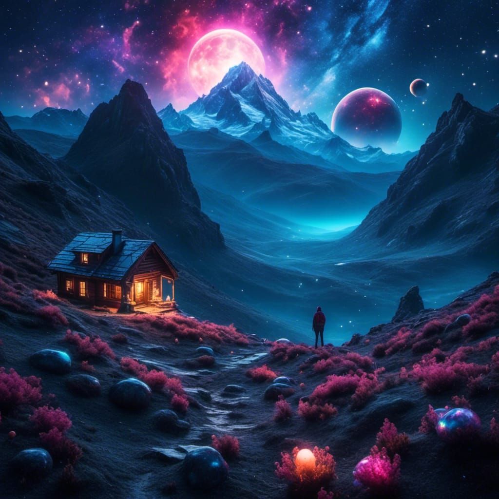 Nebula and Planets in Fantastical Concept Art