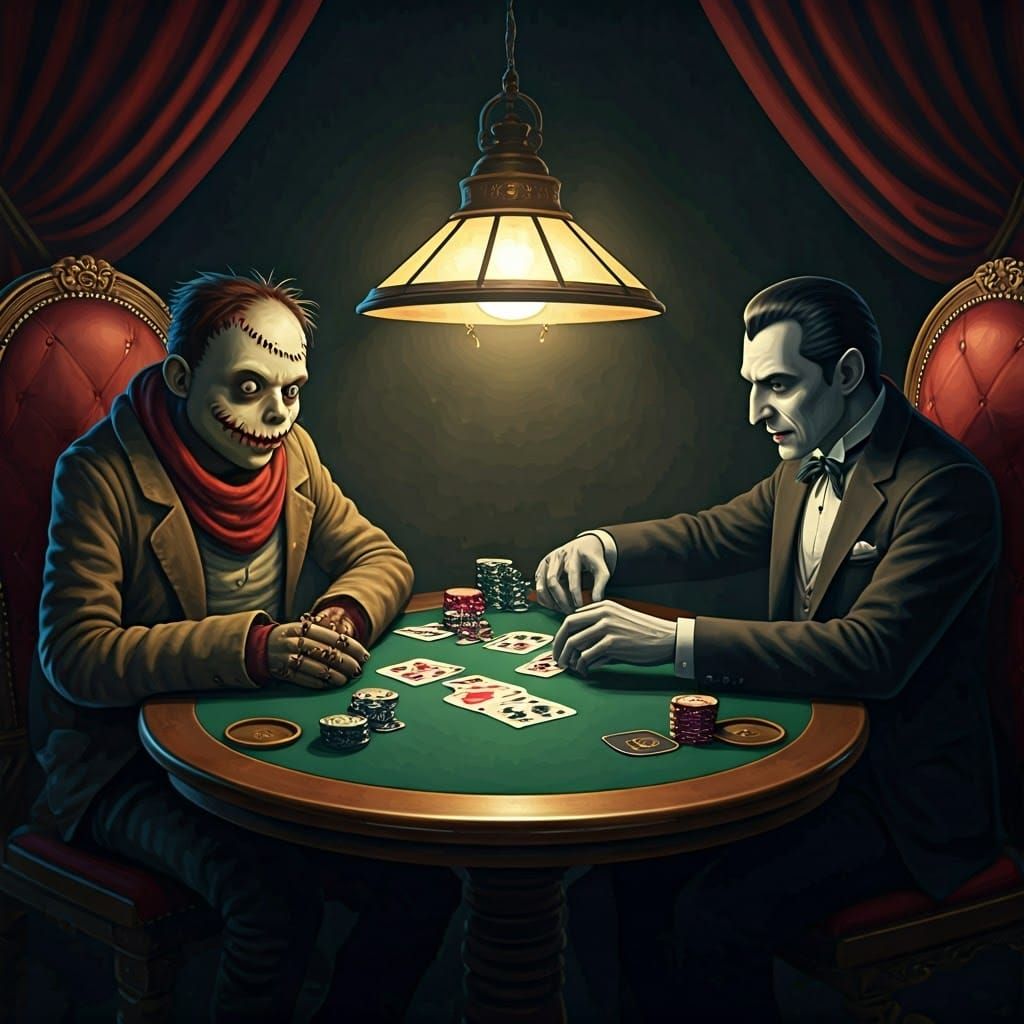 Bogeyman and Dracula Engage in High-Stakes Film Noir Poker
