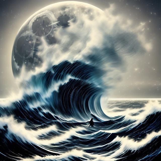 Ethereal Girl in Crashing Waves Dreamscape