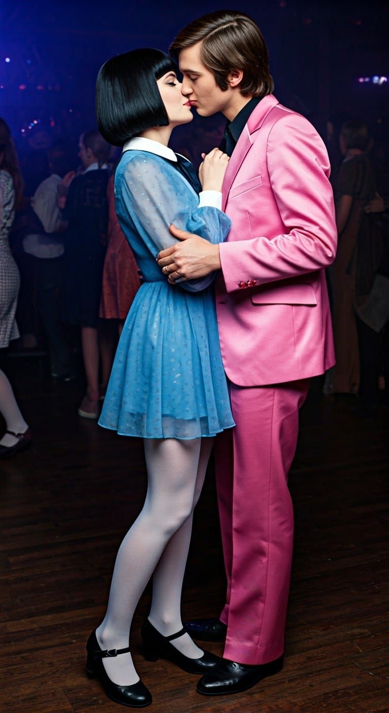 Vintage Nightclub Scene with Passionate Couple