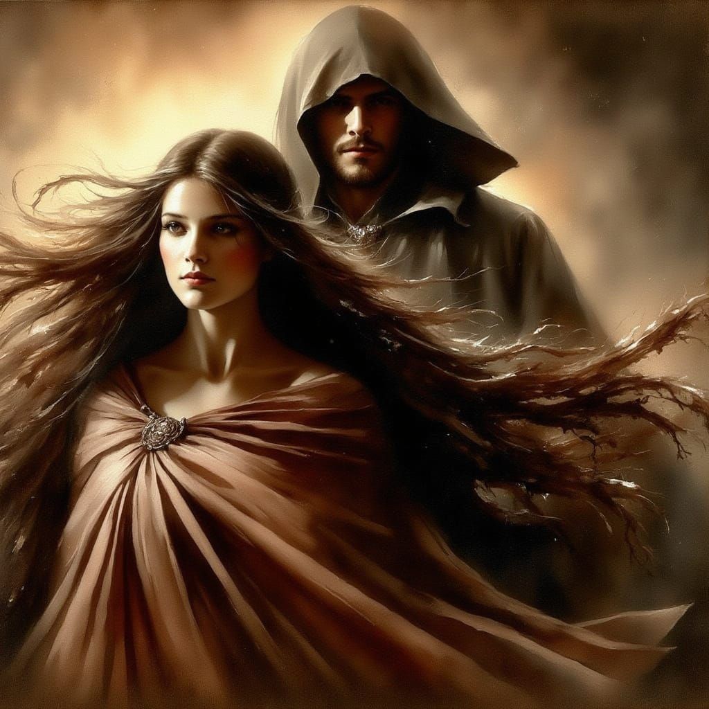 <lora:Old school w:1.0> Arwen and Aragorn