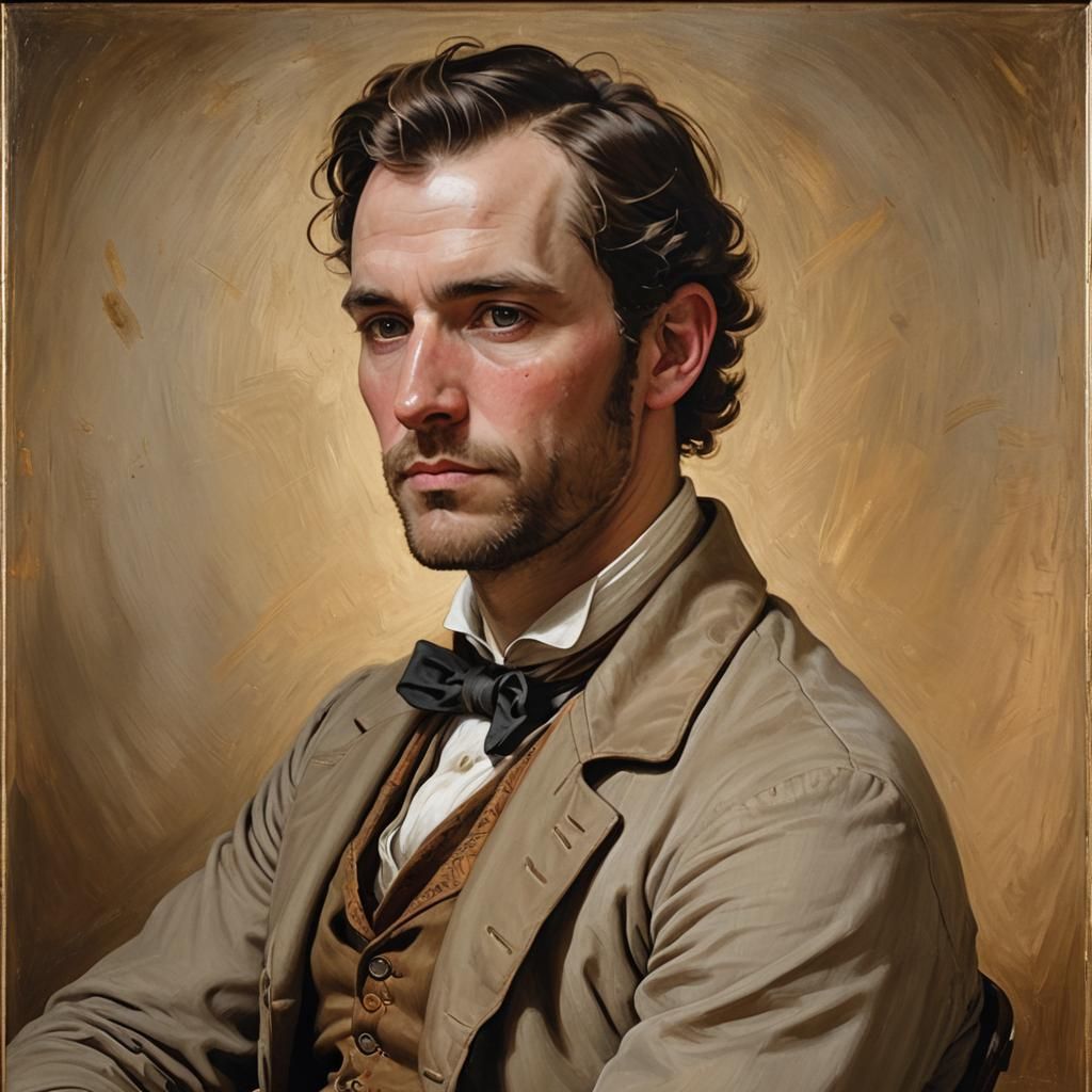 Historical Portrait of a Scottish American Man as Oil Painti...