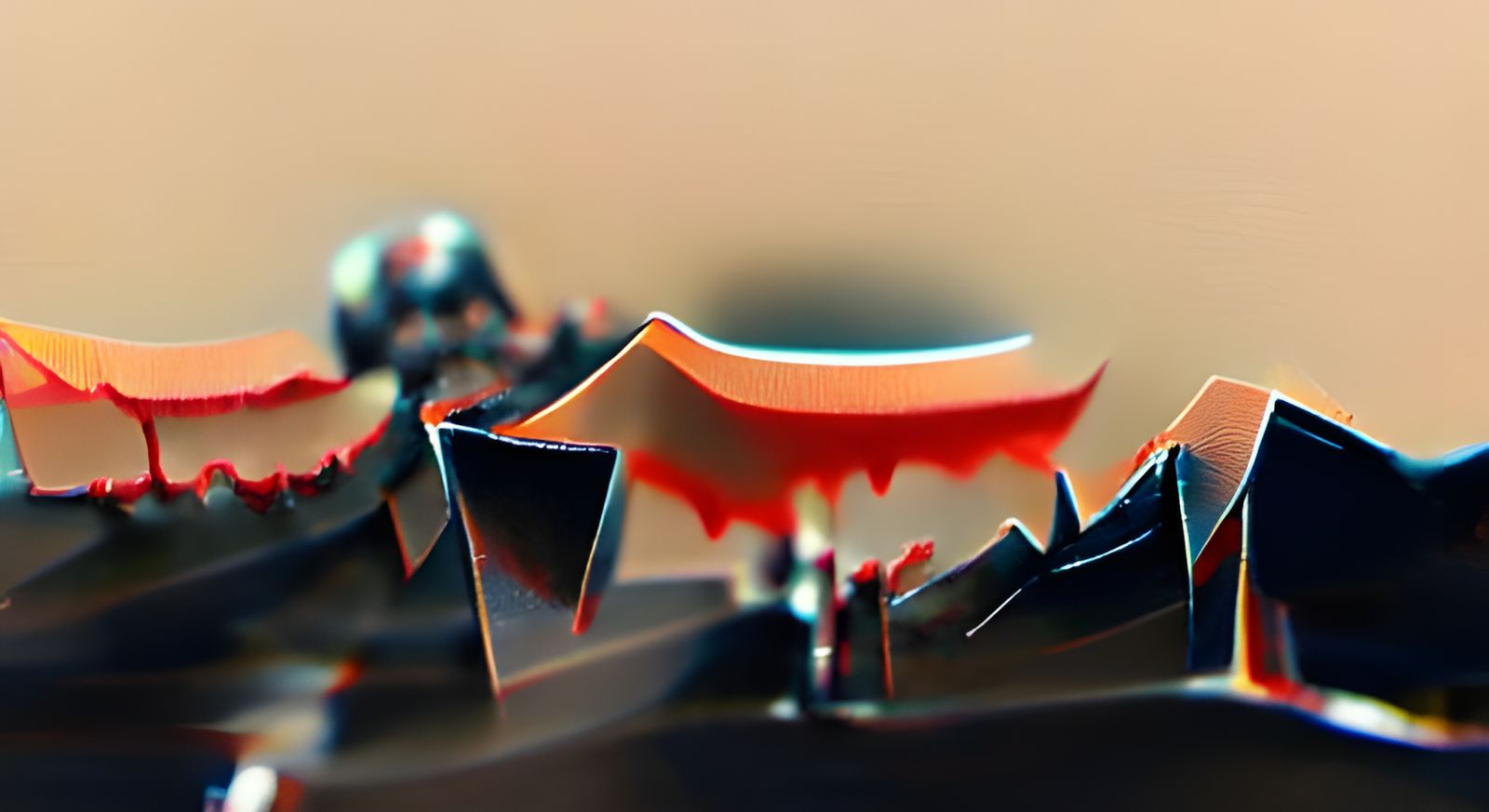 Monochrome Ink Drawing with Abstract Geometric Elements