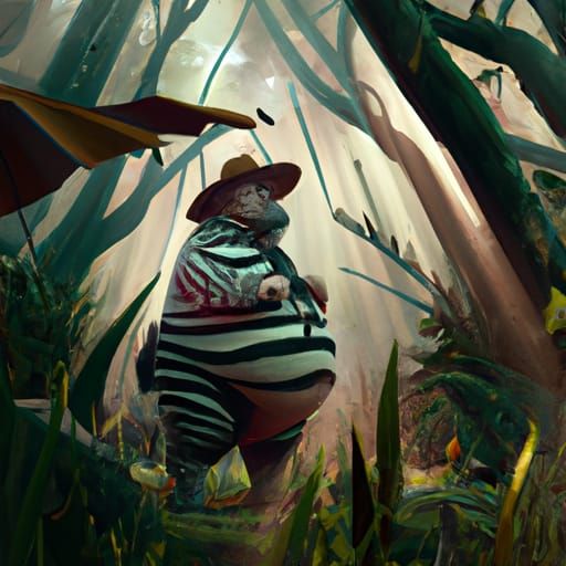 Zebra Explorer in a Detailed Jungle Scene