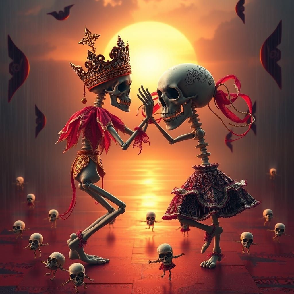 Majestic Skulls Dance Waltz, Forming Ancient Symbols at Suns...