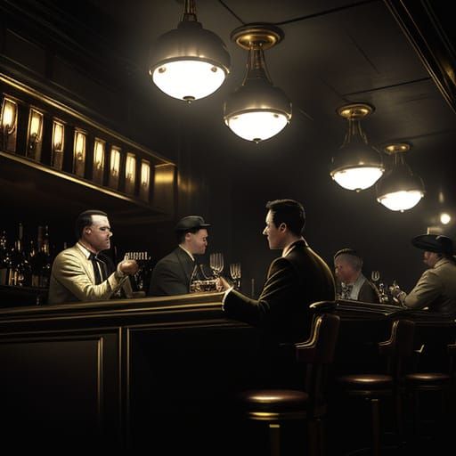 1920s Speakeasy in Film Noir Style