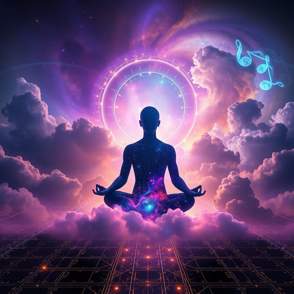 Ethereal Cosmic Convergence in Vibrant Energy Waves