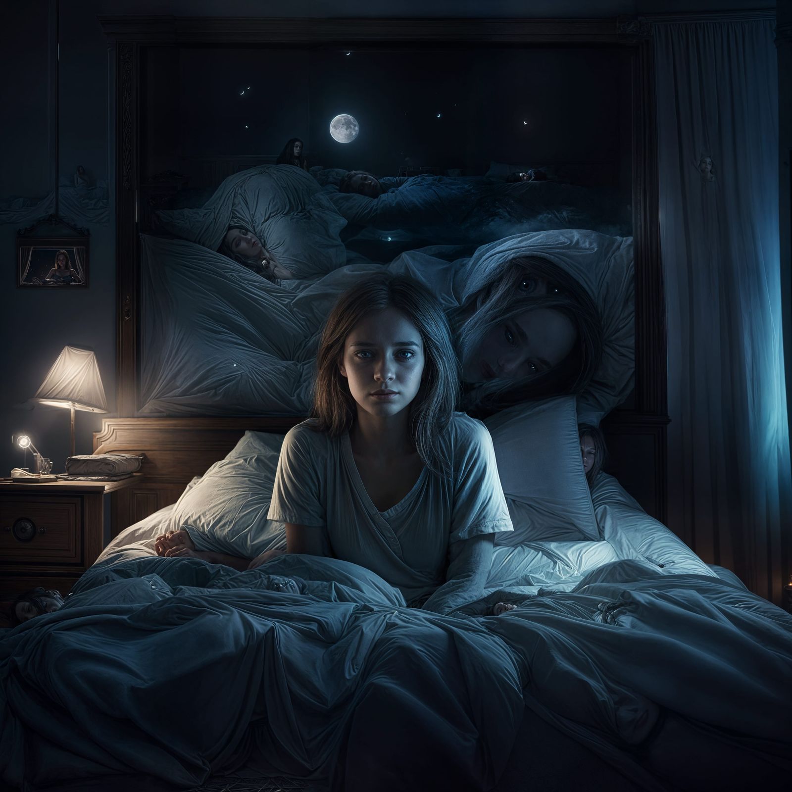 Girl Experiencing Sleep Paralysis: Matte Painting
